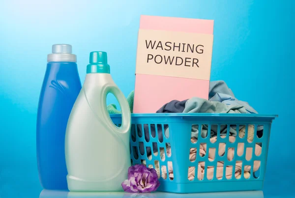 Washing powder and cleaning items — Stock Photo, Image