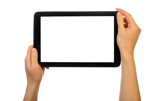 Mani utilizzando tablet PC — Foto Stock