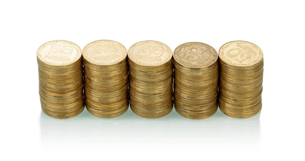 Coins stacks on white — Stock Photo, Image