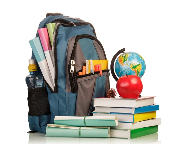 Backpack with school supplies — Stock Photo, Image