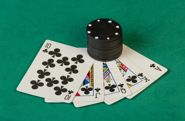 Poker chips with cards — Stock Photo, Image