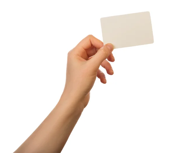 Blank card in hand — Stock Photo, Image