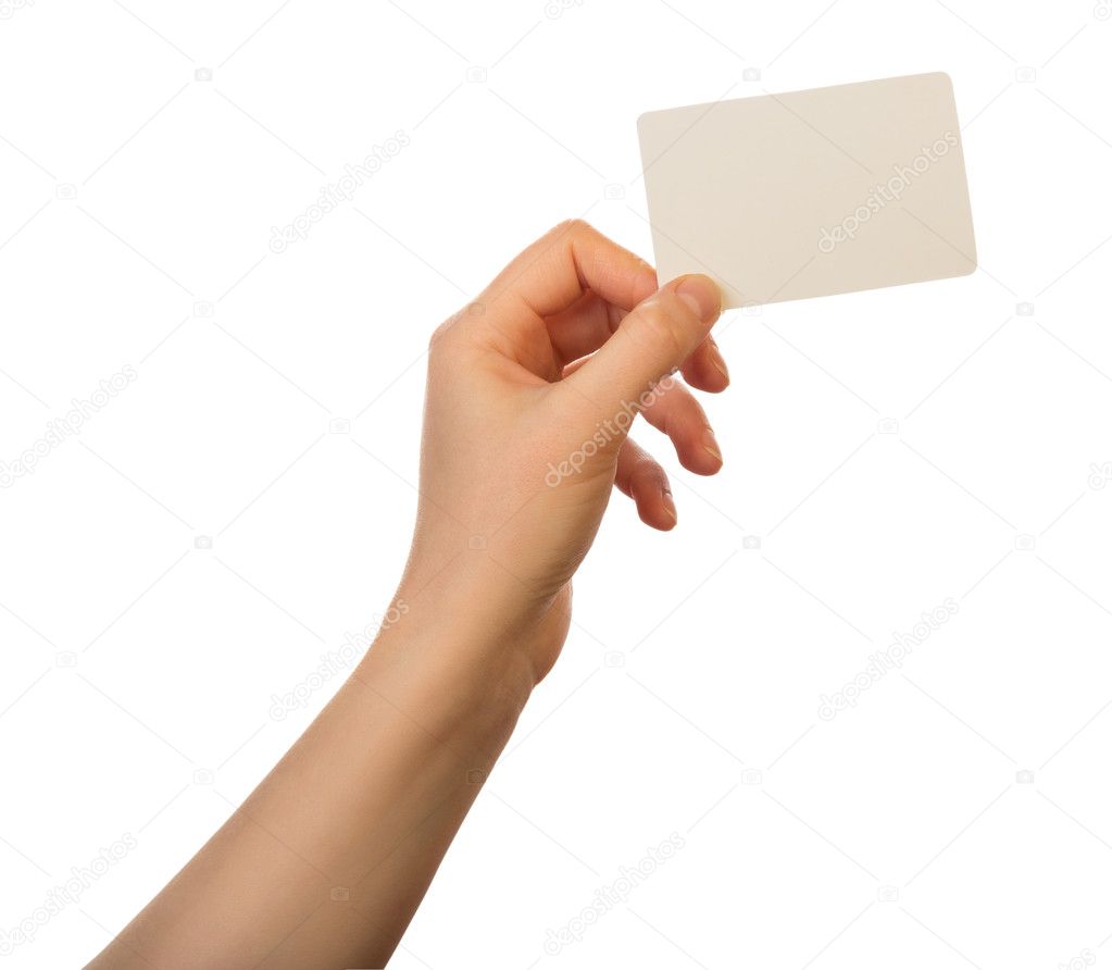 Blank card in hand