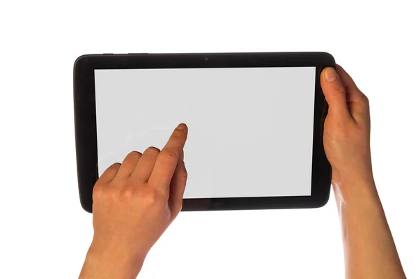 Handen met behulp van tablet Pc — Stockfoto