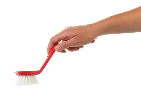 Hand with cleaning brush — Stock Photo, Image