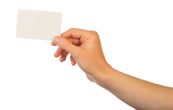 Blank card in hand — Stock Photo, Image