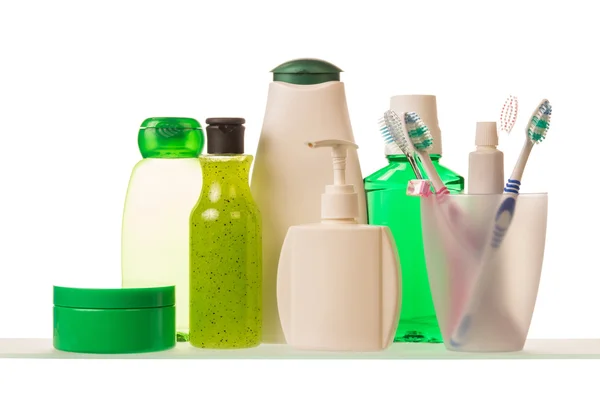 Shelf with bath accessories — Stock Photo, Image