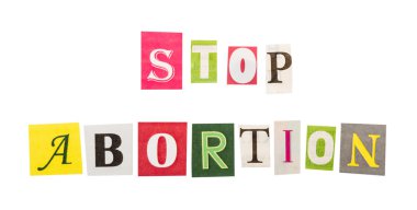 stop abortion inscription on white