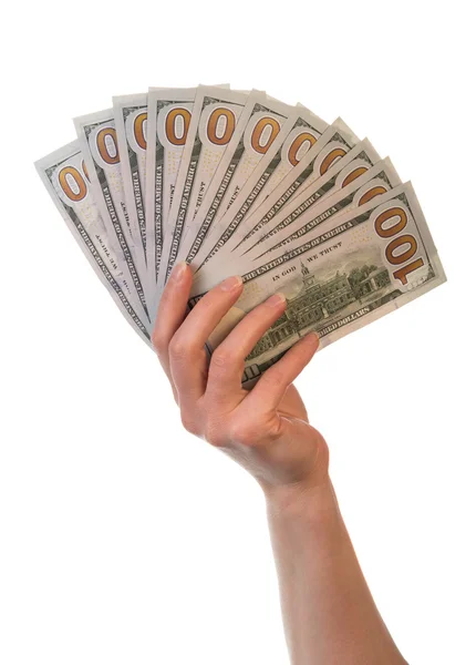 Dollar bills in hand — Stock Photo, Image