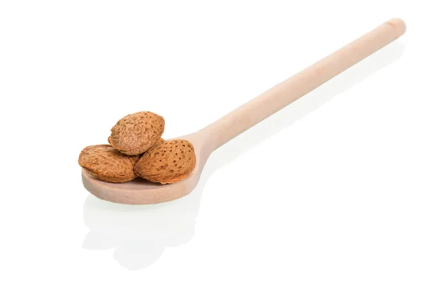 Nuts in wooden spoon — Stock Photo, Image