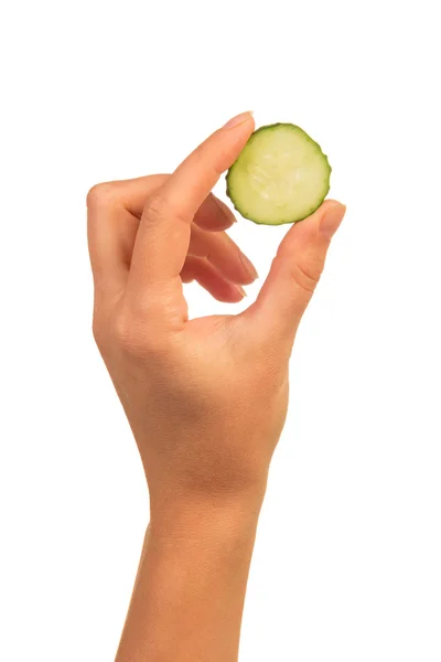 Female Hand with cucumber — Stock Photo, Image