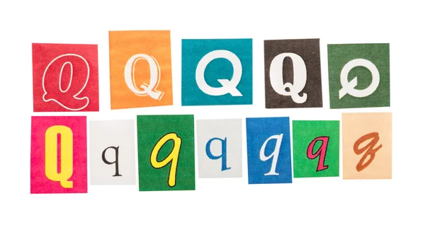 Q cut out letters — Stock Photo, Image