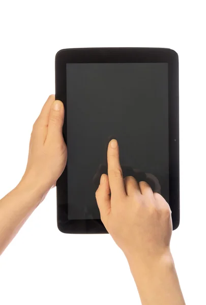 Mãos usando tablet pc — Fotografia de Stock