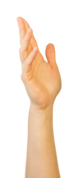 Female hand close up pointing up — Stock Photo, Image