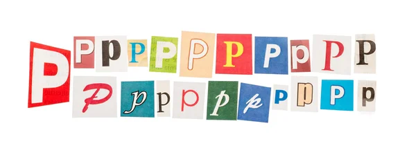 Set the letter "P" cut out of Newspapers — Stock Photo, Image