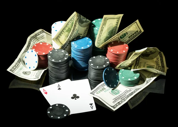 Dollars and casino chips — Stock Photo, Image
