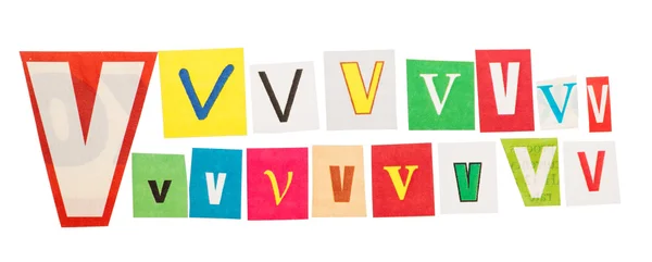 V  cut out letters set — Stock Photo, Image