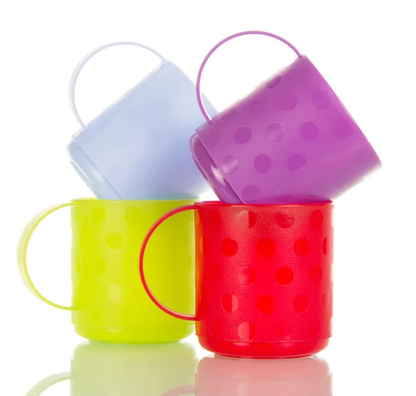 Tasses en plastique sur fond — Photo