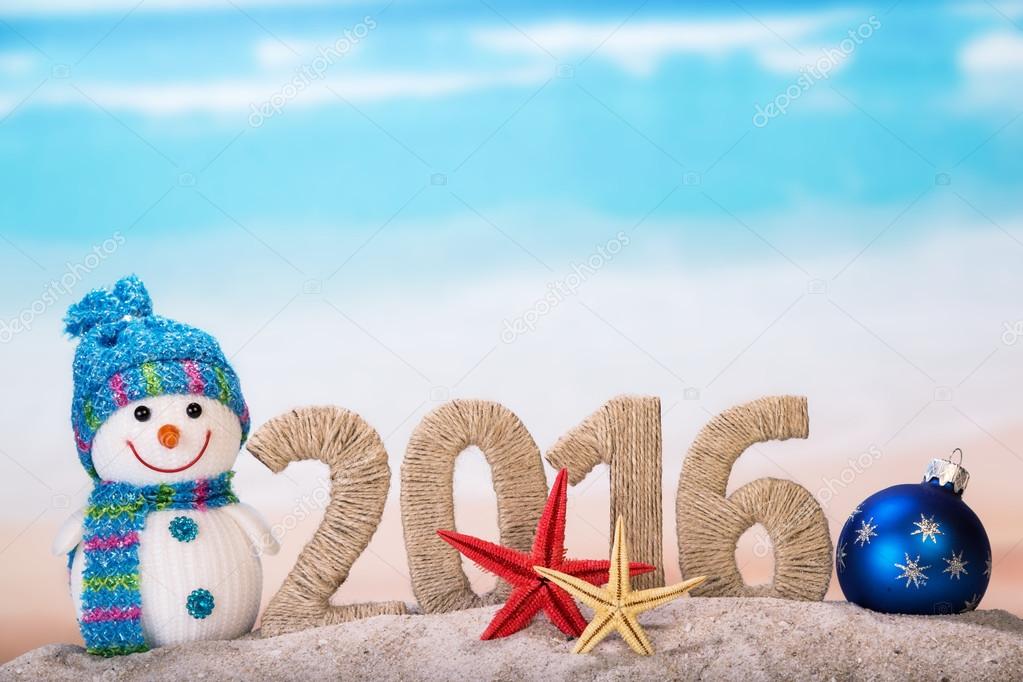 New year sign with starfishes