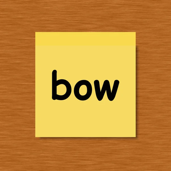 Bow 木制背景的贴纸 — 图库照片