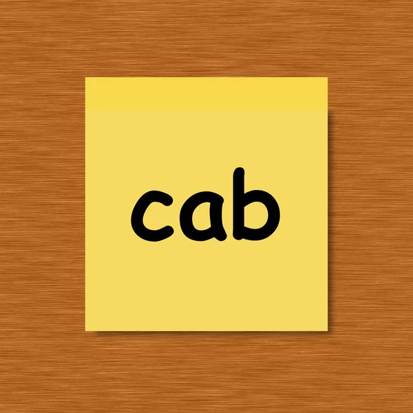 Cab Κολλώδης Σημείωση Ξύλινο Φόντο — Φωτογραφία Αρχείου