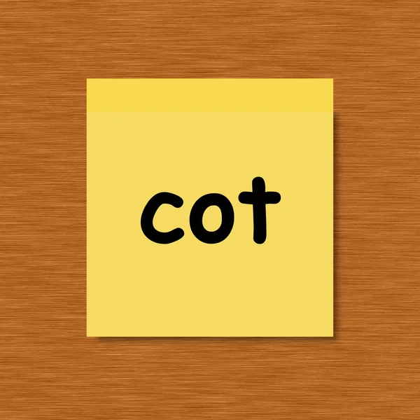 Cot Sticky Note Wooden Background — 图库照片