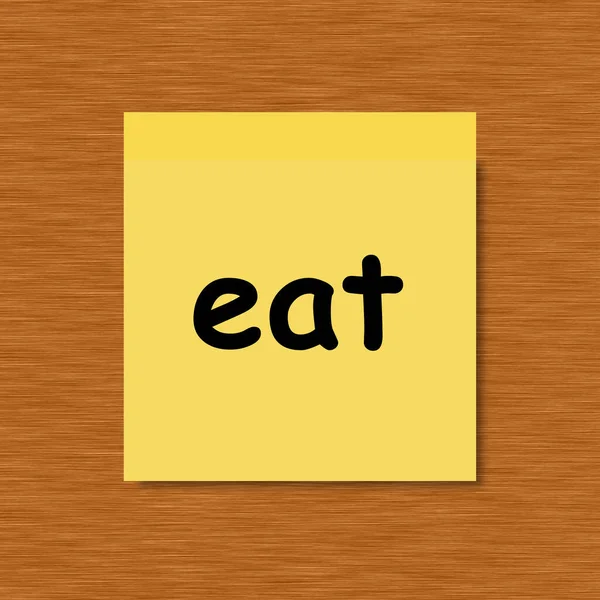 Eat Sticky Note Wooden Background — Stock Photo, Image