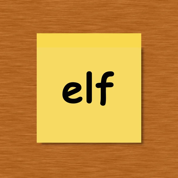 Elf Sticky Note Wooden Background — 스톡 사진