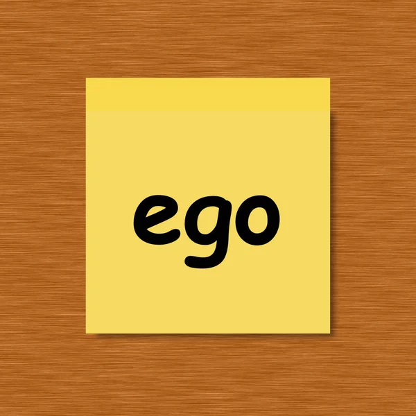 Ego Κολλώδης Σημείωση Ξύλινο Φόντο — Φωτογραφία Αρχείου