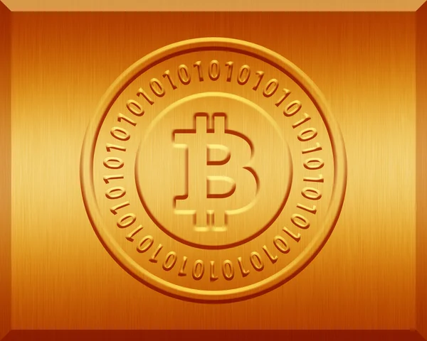 Płyta pomarańczowy metalik bitcoin — Zdjęcie stockowe