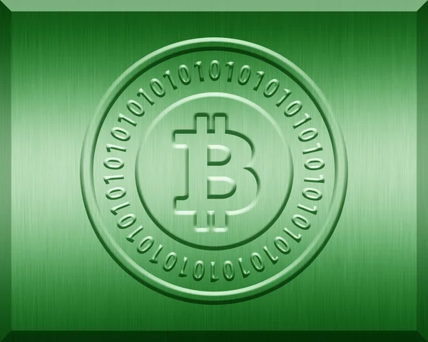Зелений bitcoin металеві пластини — Zdjęcie stockowe