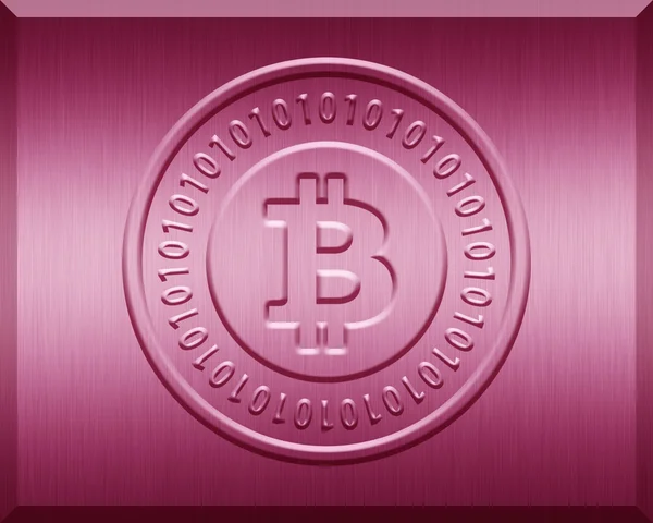 Placa de Bitcoin metálico rosa — Foto de Stock