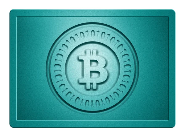 Placa de Bitcoin Cyan Metallic — Foto de Stock