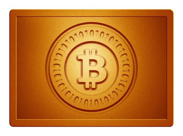 Placa de Bitcoin metálico naranja — Foto de Stock