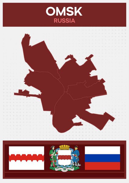 Minimalistic Map of Omsk, Russia