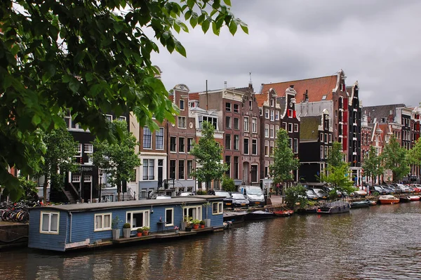 Antichi Edifici Sul Canale Brouwergracht Amsterdam — Foto Stock