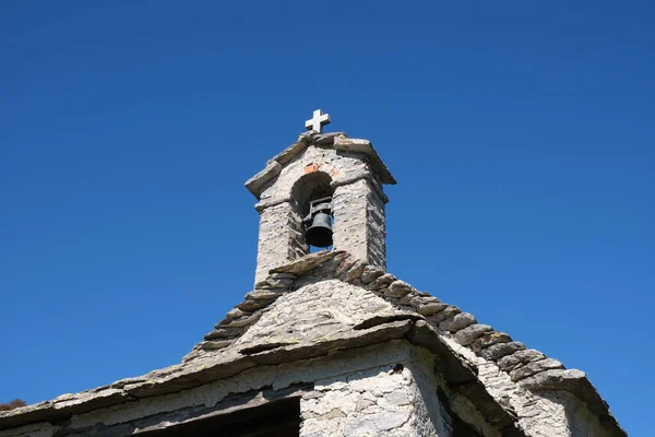 View Old Bell Tower Small Stone Church Southern Alps Switzerland — Stock Photo, Image