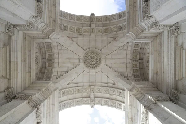 Una Vista Gusano Rua Augusta Arch Portal Plaza Del Mercado — Foto de Stock