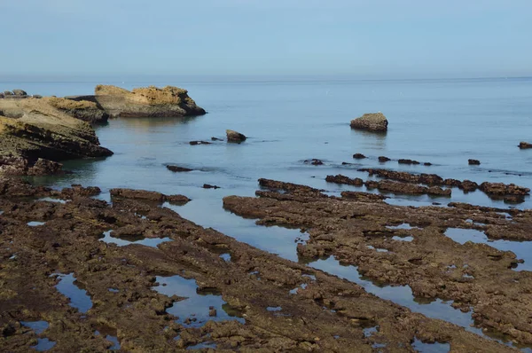 Marea Baja Costa Biarritz Golfo Vizcaya Francia — Foto de Stock