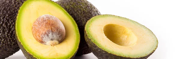 Voeding Banner Concept Biologische Groenten Ingrediënten Close Van Biologische Avocado — Stockfoto