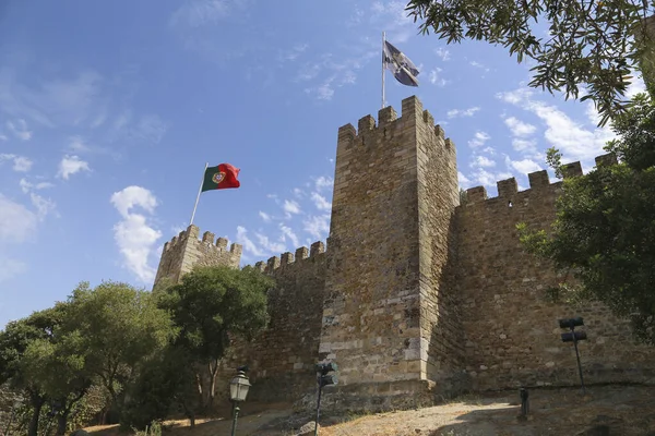 Kamienne Mury Ogrody Zamku San Jorge Lizbonie Portugalia — Zdjęcie stockowe