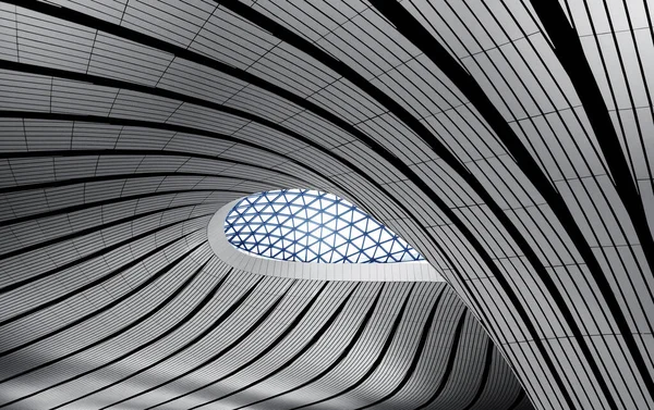 Modern Építészeti Struktúra Geometriai Görbületi Mintázattal — Stock Fotó
