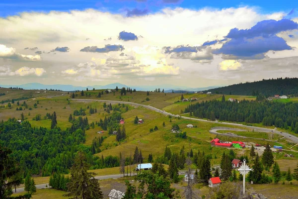 Plano Aéreo Del Paisaje Desde Paso Tihuta Rumania — Foto de Stock