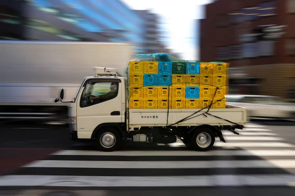 Toky Japan Jan 2020 Een Panning Shot Wordt Gebruikt Vrachtwagen — Stockfoto