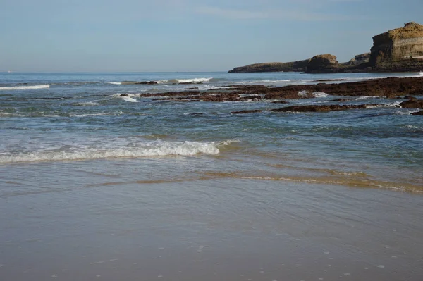 Maré Baixa Costa Biarritz Baía Biscaia França — Fotografia de Stock