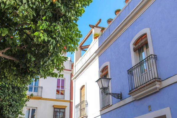 Plano Ángulo Bajo Edificio Pintado Blanco Valencia España — Foto de Stock