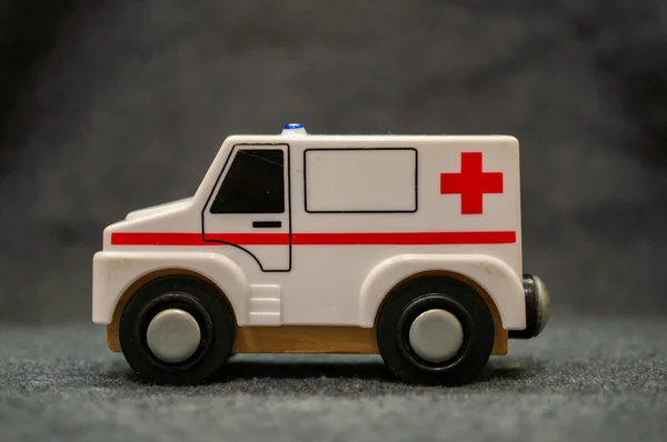 Une Figurine Jouet Gros Plan Une Voiture Ambulance — Photo