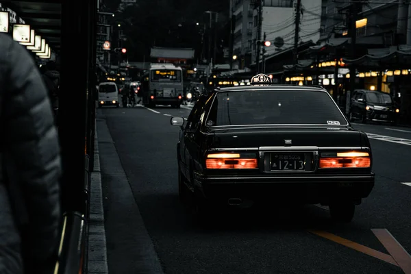 Kyoto Japan Sep 2020 Black Taxi Drives Main Street Kyoto — Stock Photo, Image