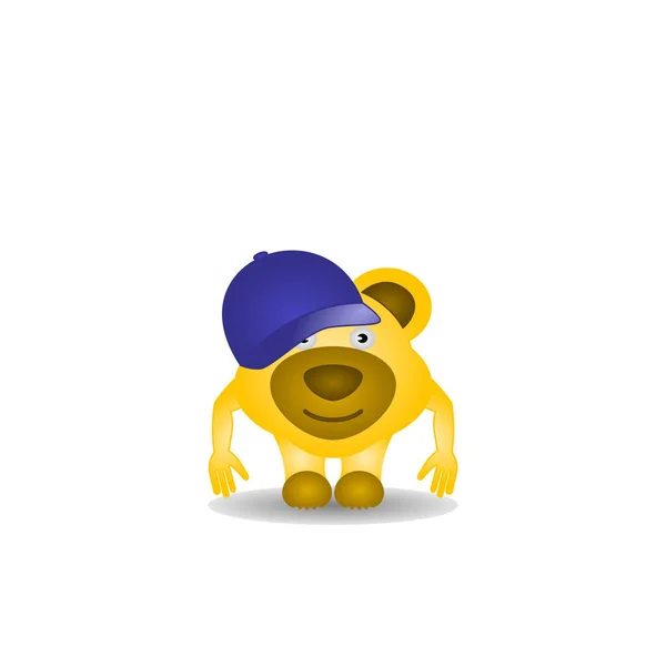 Eine Illustration Des Gelben Bären Mit Hut Auf Weißem Hintergrund — Stockfoto