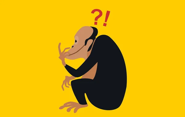 Ilustrace Myslící Opice Izolované Žlutém Pozadí — Stock fotografie